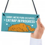 Cat Signs For Home PURR OCCUPIED Hanging Wall Door Sign Funny