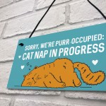 Cat Signs For Home PURR OCCUPIED Hanging Wall Door Sign Funny