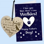 Funny Fathers Day Gift From The Dog Card And Wooden Heart