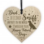 Funny Fathers Day Gift From The Dog Card And Wooden Heart