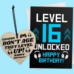 16th Birthday Card Wooden Heart Level 16 Unlocked Perfect Gift