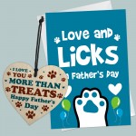 Father's Day Card and Wooden Heart Gift From The Dog