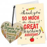 THANK YOU Card For Teaching Assistant TA Wooden Heart