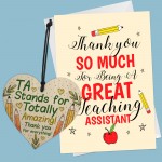 THANK YOU Card For Teaching Assistant TA Wooden Heart