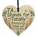 THANK YOU Card For Teaching Assistant TA Wooden Heart