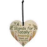 THANK YOU Card For Teaching Assistant TA Wooden Heart