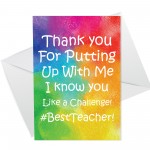 Funny Thank You Teacher Card Greeting Card Appreciation Card