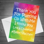 Funny Thank You Teacher Card Greeting Card Appreciation Card