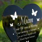 Mum Memorial Graveside Remembrance Plaque Acrylic Heart Stake