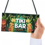 Tiki Bar OPEN Hanging Garden Sign Personalised Bar Pub Plaque