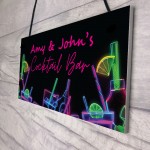 Personalised Stylish Cocktail Bar Sign Wall Hanging Bar Sign