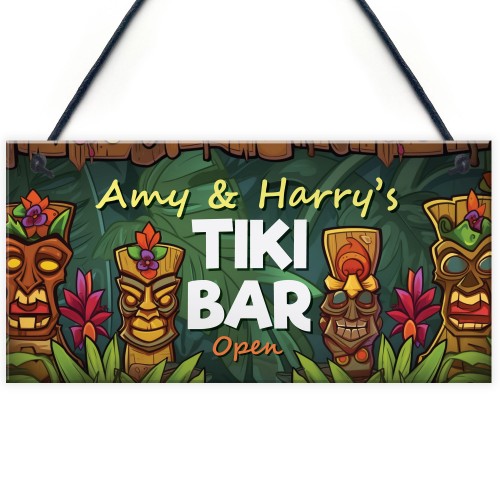 Personalised Tiki Bar OPEN Hanging Garden Bar Pub Plaque