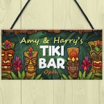 Personalised Tiki Bar OPEN Hanging Garden Bar Pub Plaque