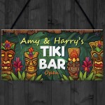 Personalised Tiki Bar OPEN Hanging Garden Bar Pub Plaque