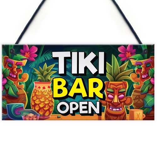 Tiki Bar Open Hanging Bar Pub Garden Plaque Beer Cocktails Beach