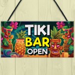 Tiki Bar Open Hanging Bar Pub Garden Plaque Beer Cocktails Beach