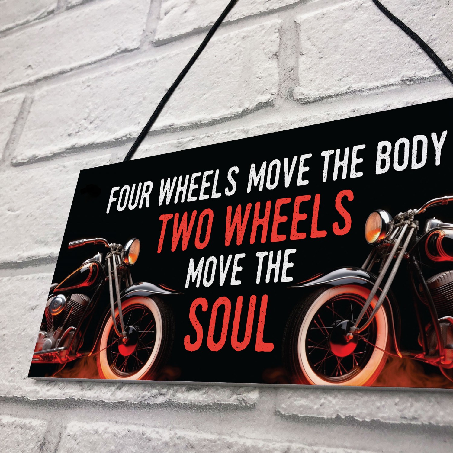 Vintage Motorcycle Sign Two Wheels Move The Soul Quirky Garage