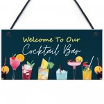 Welcome Cocktail Bar Sign Home Decor Garden Bar Accessories