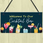 Welcome Cocktail Bar Sign Home Decor Garden Bar Accessories