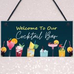 Welcome Cocktail Bar Sign Home Decor Garden Bar Accessories