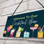 Welcome Cocktail Bar Sign Home Decor Garden Bar Accessories