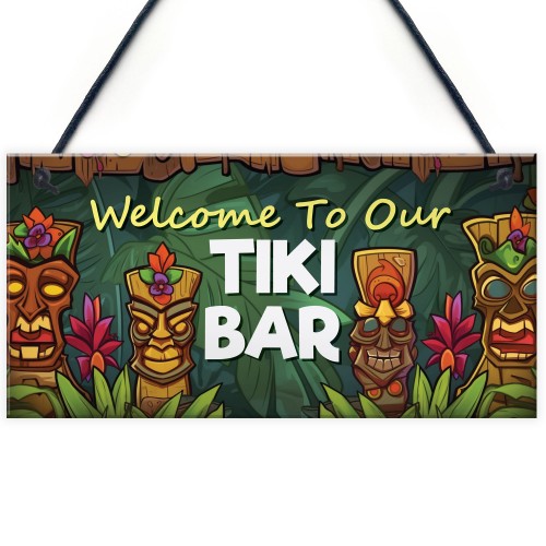 Tiki Bar Hanging Bar Pub Plaque Welcome Sign Beer Cocktails