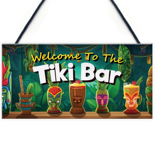 Tiki Bar Welcome Hanging Bar Pub Plaque Beer Cocktails Beach