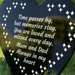 Graveside Memorial Marker Plaque For Mum And Dad Acrylic Heart