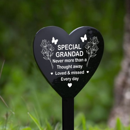 Special Grandad Graveside Memorial Marker Acrylic Grave Heart