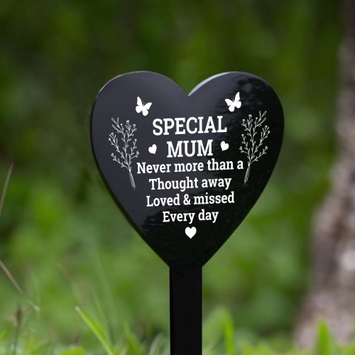 Special Mum Graveside Memorial Marker Acrylic Grave Heart Plaque