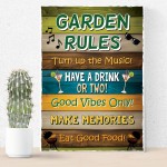 Garden Rules Wall Sign Novelty Garden Shed Summer House Outdoor 