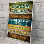 Garden Rules Wall Sign Novelty Garden Shed Summer House Outdoor 