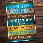 Funny Hot Tub Rules Wall Plaque Novelty Hot Tub Outdoor Garden