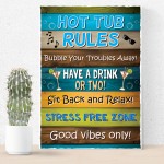 Funny Hot Tub Rules Wall Plaque Novelty Hot Tub Outdoor Garden