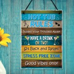 Funny Hot Tub Rules Wall Plaque Novelty Hot Tub Outdoor Garden