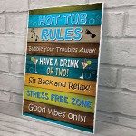 Funny Hot Tub Rules Wall Plaque Novelty Hot Tub Outdoor Garden