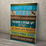 Funny Hot Tub Rules Wall Plaque Novelty Hot Tub Outdoor Garden