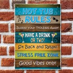 Funny Hot Tub Rules Wall Plaque Novelty Hot Tub Outdoor Garden