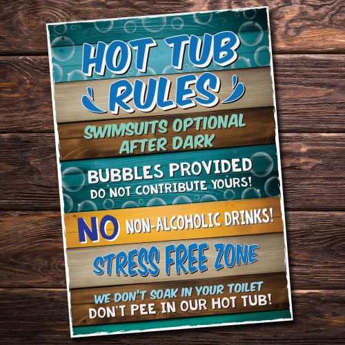 Hot Tub Rules Wall Sign Accessories For Garden Shed Wall Fence