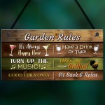 Garden Rules Hanging Wall Sign Garden Bar Signs For Home Bar