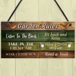 Garden Rules Novelty Sign Hanging Wall Fence Garden Shed Plaque