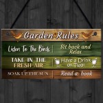 Garden Rules Novelty Sign Hanging Wall Fence Garden Shed Plaque