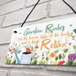 Handmade Hanging Wall Plaque Garden Rules Sign For Gardeners