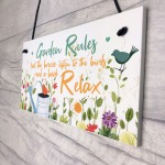 Handmade Hanging Wall Plaque Garden Rules Sign For Gardeners