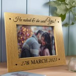 Personalised He Asked She Said Yes Engagement Gift Photo Frame