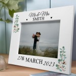 Personalised Wedding Photo Frame Mr and Mrs Wooden Photo Frame