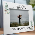 Personalised Wedding Photo Frame Mr and Mrs Wooden Photo Frame