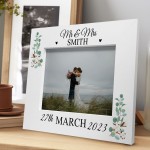 Personalised Wedding Photo Frame Mr and Mrs Wooden Photo Frame