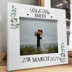 Personalised Wedding Photo Frame Mr and Mrs Wooden Photo Frame