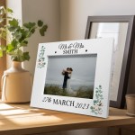 Personalised Wedding Photo Frame Mr and Mrs Wooden Photo Frame